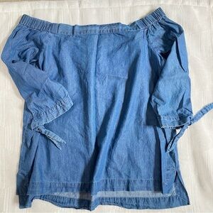 Chambray Off-Shoulder Shirt